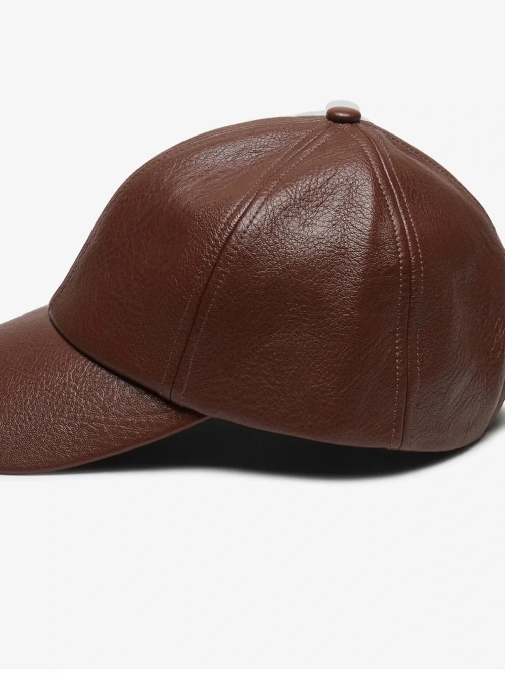 Anthropologie Brown Faux Leather Baseball Cap